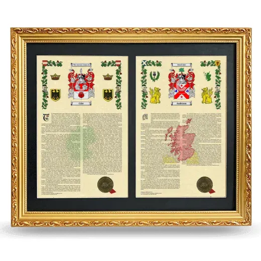Double Armorial History Framed - Gold