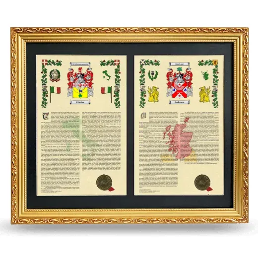 Double Armorial History Framed - Gold