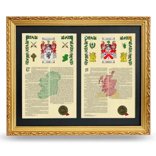 Double Armorial History Framed - Gold