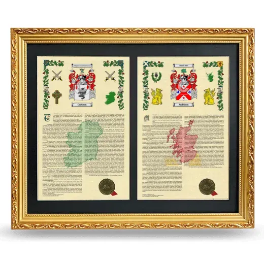 Double Armorial History Framed - Gold