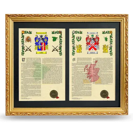 Double Armorial History Framed - Gold