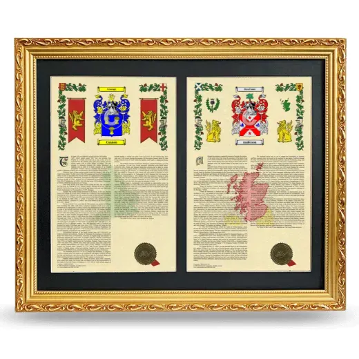 Double Armorial History Framed - Gold