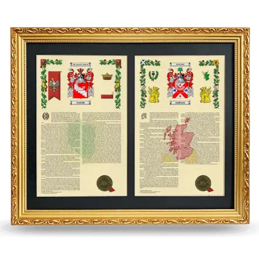 Double Armorial History Framed - Gold