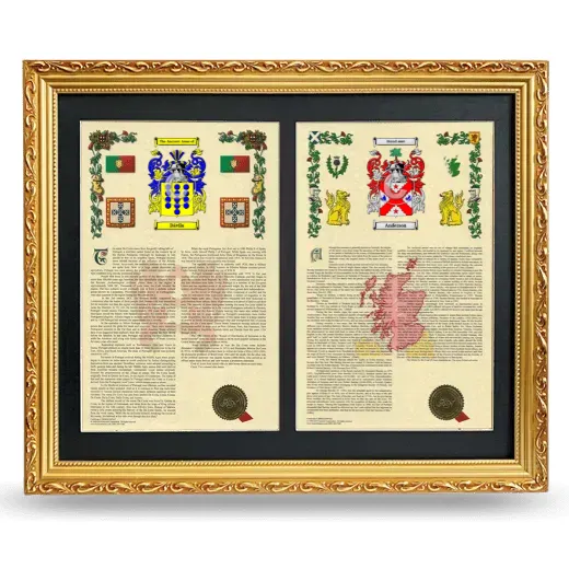 Double Armorial History Framed - Gold