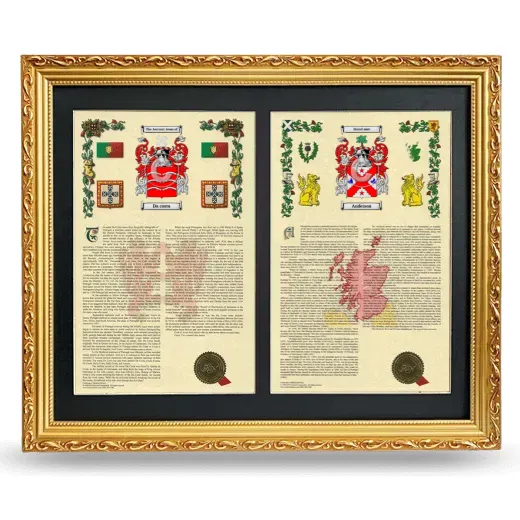 Double Armorial History Framed - Gold
