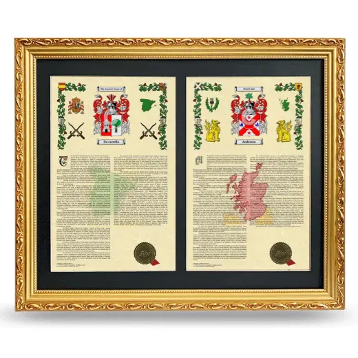 Double Armorial History Framed - Gold