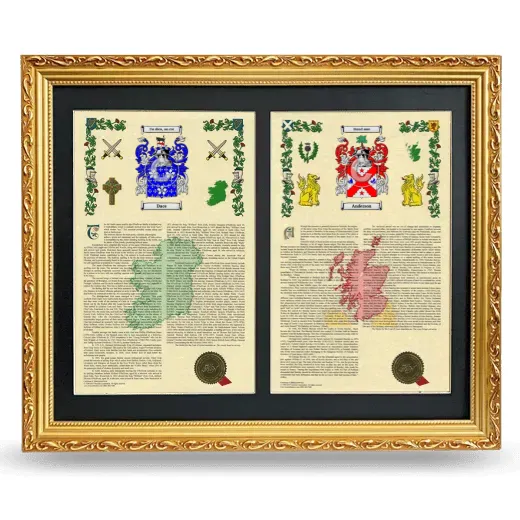 Double Armorial History Framed - Gold