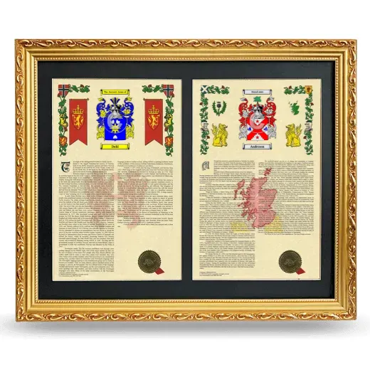 Double Armorial History Framed - Gold