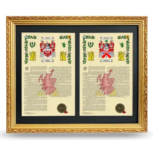 Double Armorial History Framed - Gold