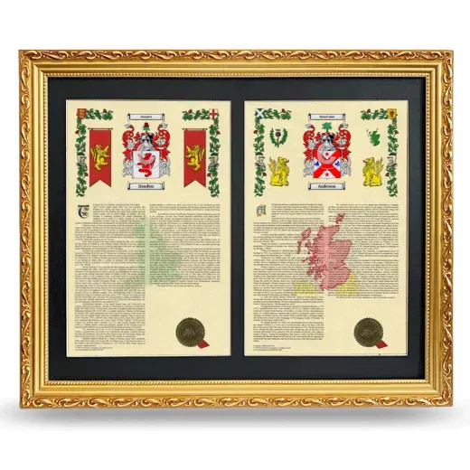 Double Armorial History Framed - Gold