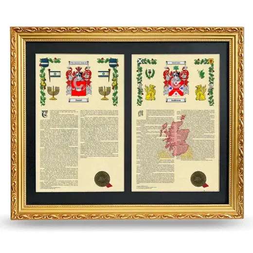 Double Armorial History Framed - Gold