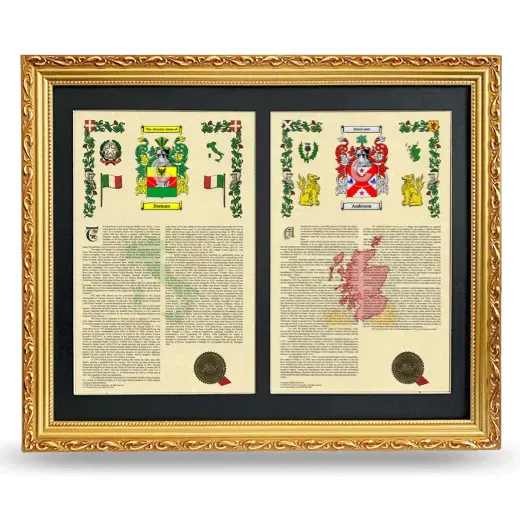 Double Armorial History Framed - Gold