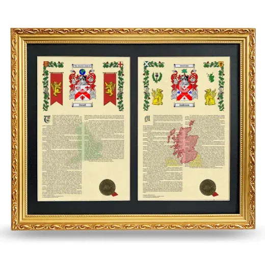 Double Armorial History Framed - Gold