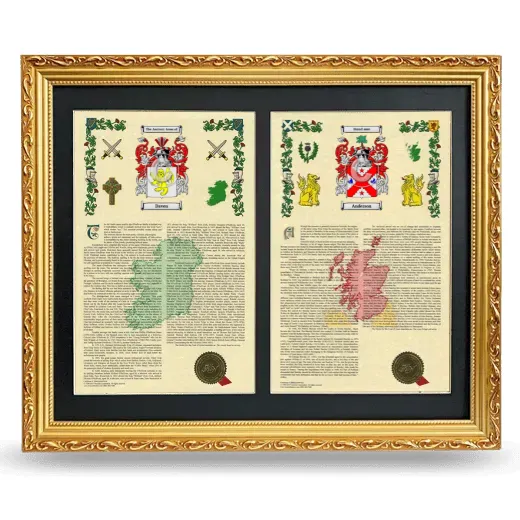 Double Armorial History Framed - Gold