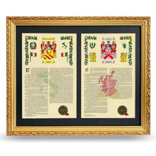 Double Armorial History Framed - Gold