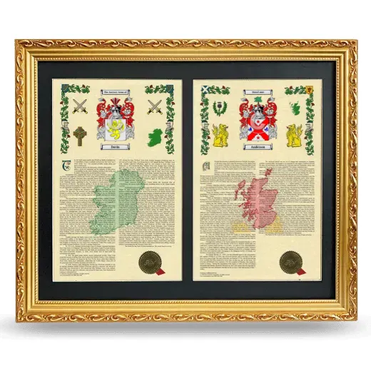 Double Armorial History Framed - Gold