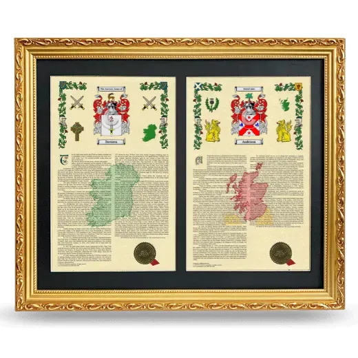Double Armorial History Framed - Gold