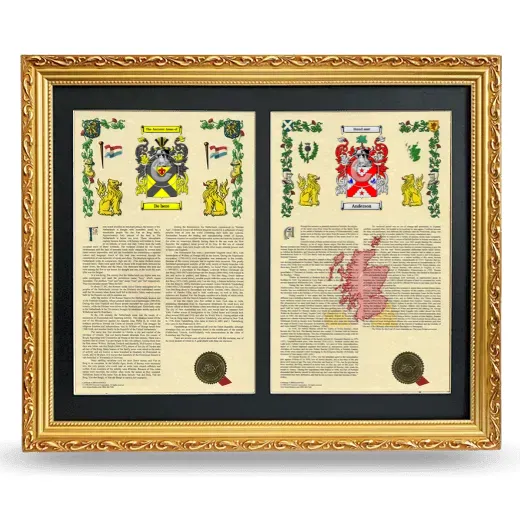 Double Armorial History Framed - Gold