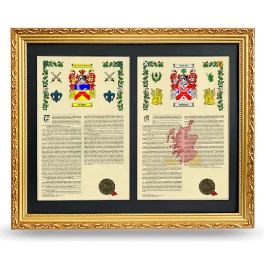 Double Armorial History Framed - Gold