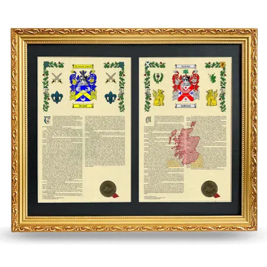 Double Armorial History Framed - Gold
