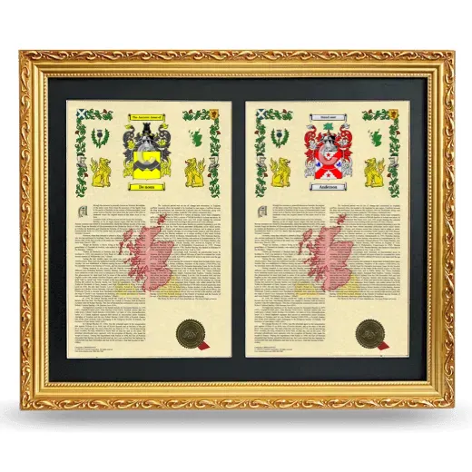 Double Armorial History Framed - Gold