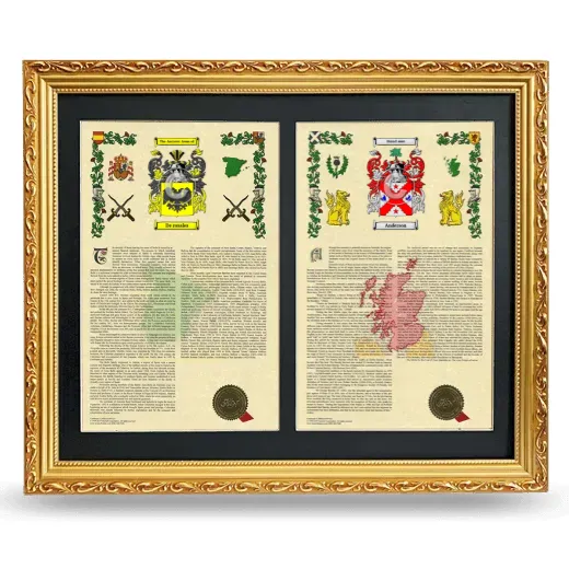 Double Armorial History Framed - Gold