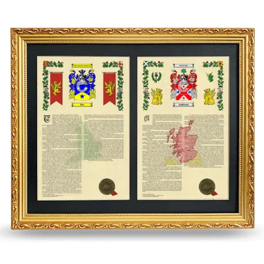 Double Armorial History Framed - Gold