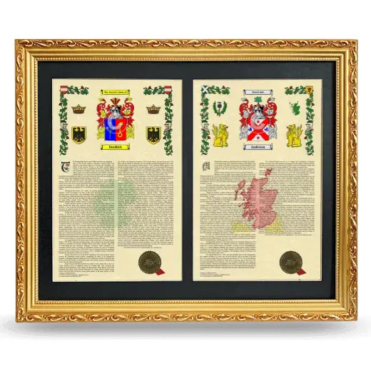 Double Armorial History Framed - Gold