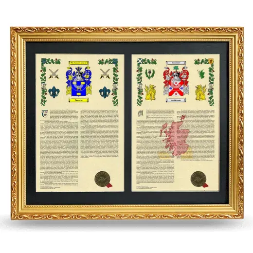 Double Armorial History Framed - Gold