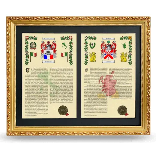 Double Armorial History Framed - Gold