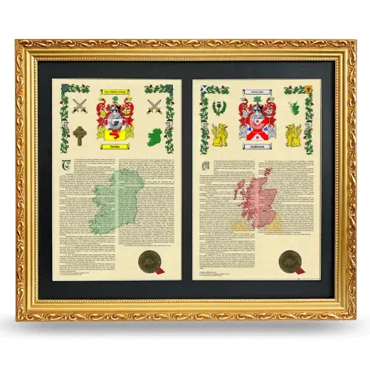 Double Armorial History Framed - Gold