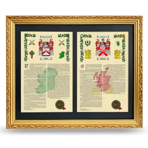 Double Armorial History Framed - Gold