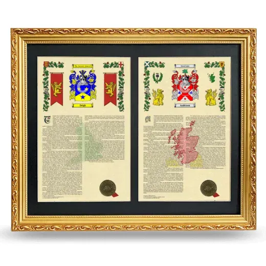 Double Armorial History Framed - Gold