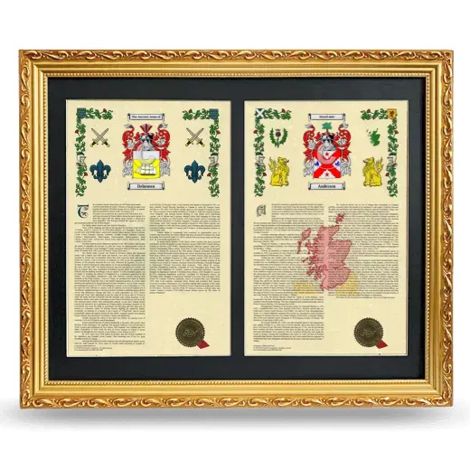 Double Armorial History Framed - Gold
