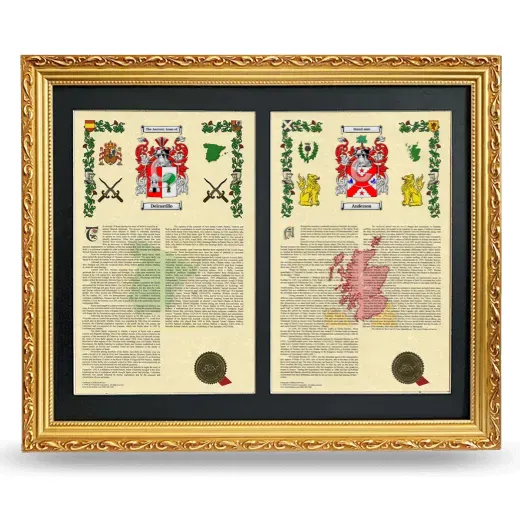 Double Armorial History Framed - Gold