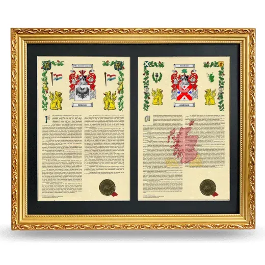 Double Armorial History Framed - Gold