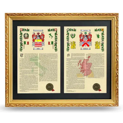 Double Armorial History Framed - Gold