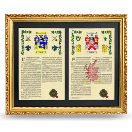 Double Armorial History Framed - Gold