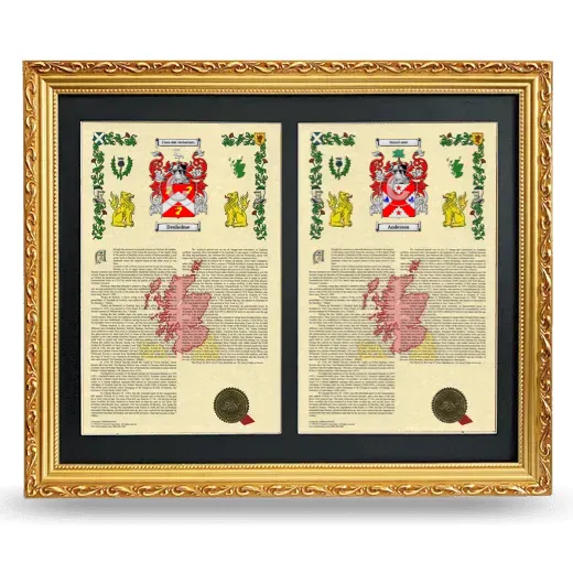 Double Armorial History Framed - Gold