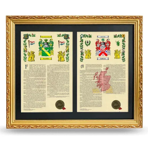 Double Armorial History Framed - Gold