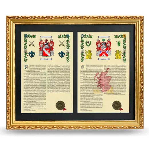 Double Armorial History Framed - Gold