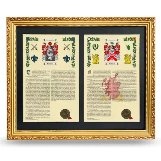 Double Armorial History Framed - Gold