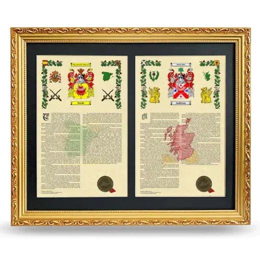 Double Armorial History Framed - Gold