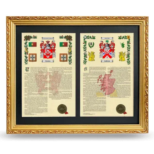 Double Armorial History Framed - Gold