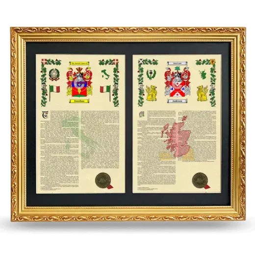 Double Armorial History Framed - Gold