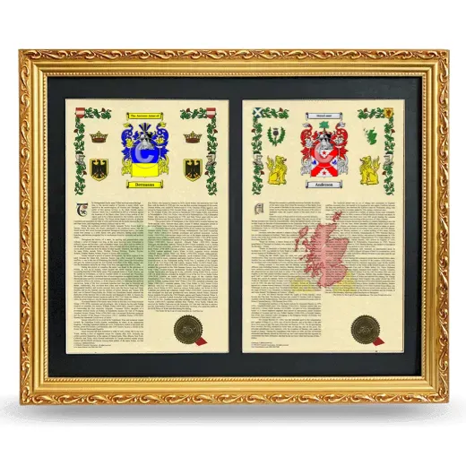 Double Armorial History Framed - Gold