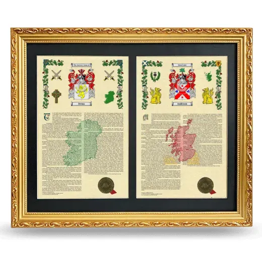 Double Armorial History Framed - Gold