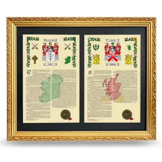 Double Armorial History Framed - Gold