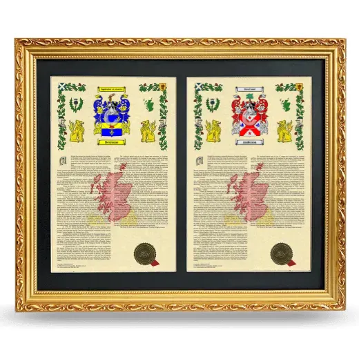 Double Armorial History Framed - Gold