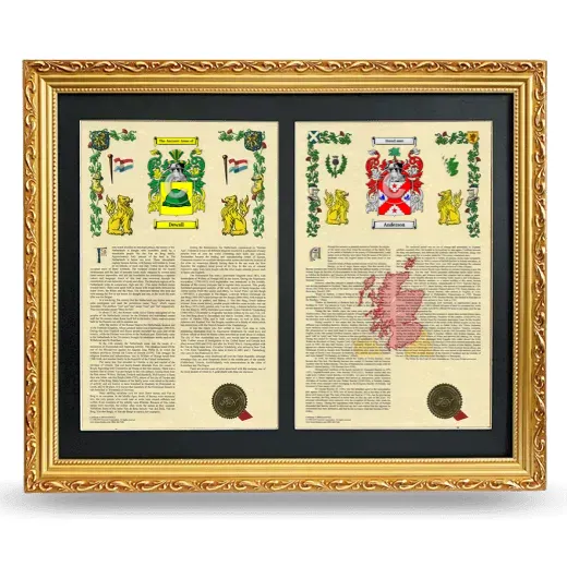 Double Armorial History Framed - Gold